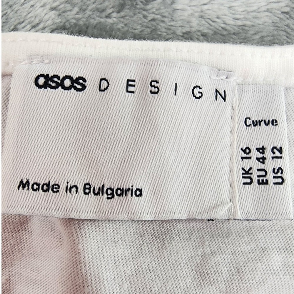 ASOS Curve Dress Womens 12 White Crochet Trim Cotton V-Neck Short‎ Sleeve Midi - Picture 4 of 10